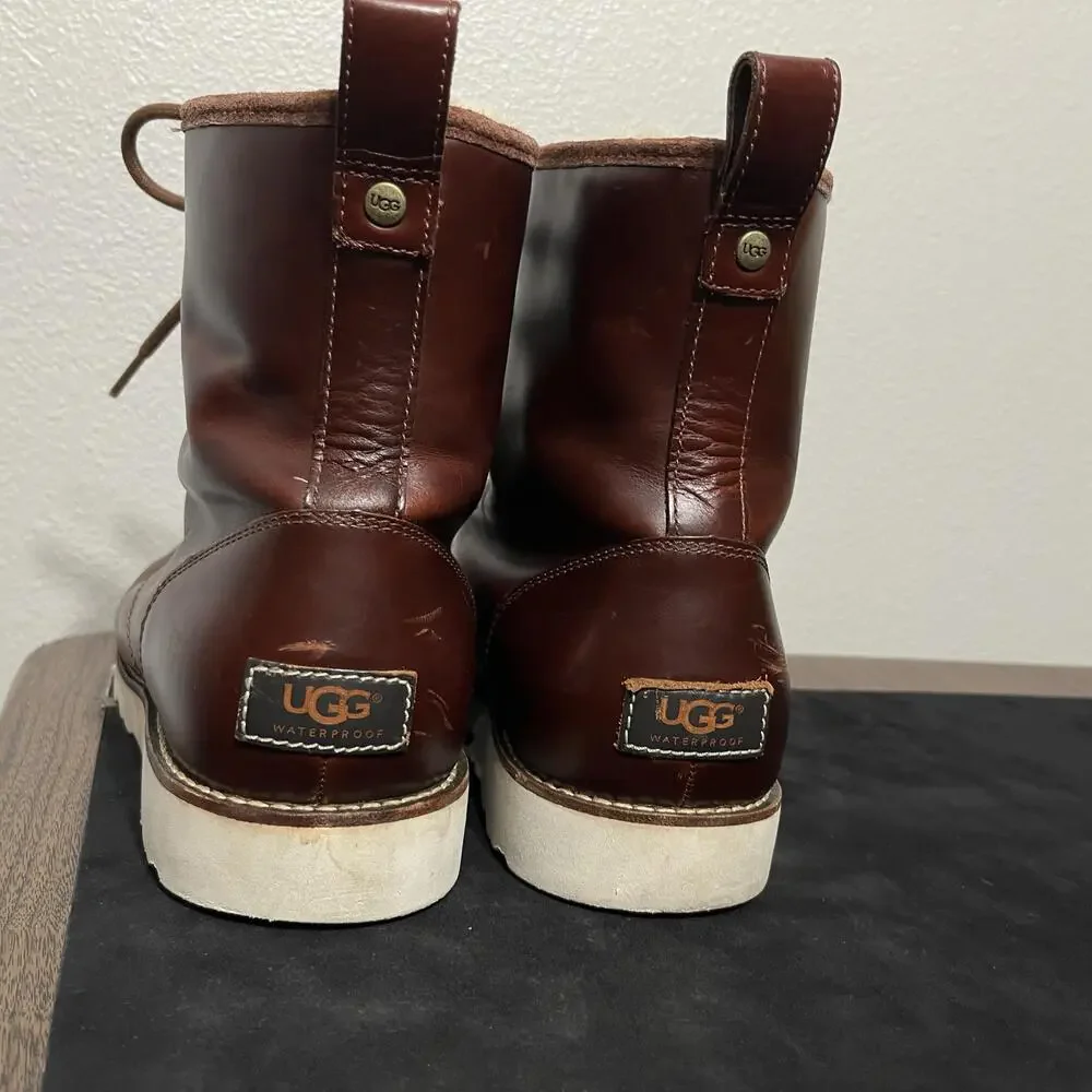Shearling Sheep Leather Vibram Boots Vintage UGG Waterproof Men Size 11 Lace Up